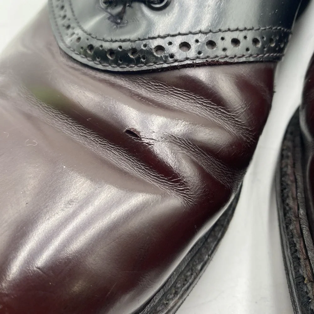 Allen Edmonds Shelton Men's Leather Saddle Oxford Sz 10.5‎ C Black/Burgundy WEAR